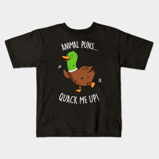 Animal Puns Quack Me Up Cute Duck Pun Kids T-Shirt